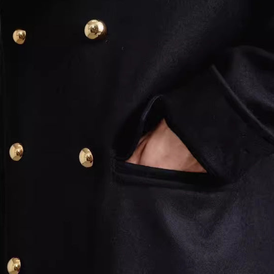Herren Eleganter Doppelreihiger Wollmantel mit weitem Revers Shop Nory