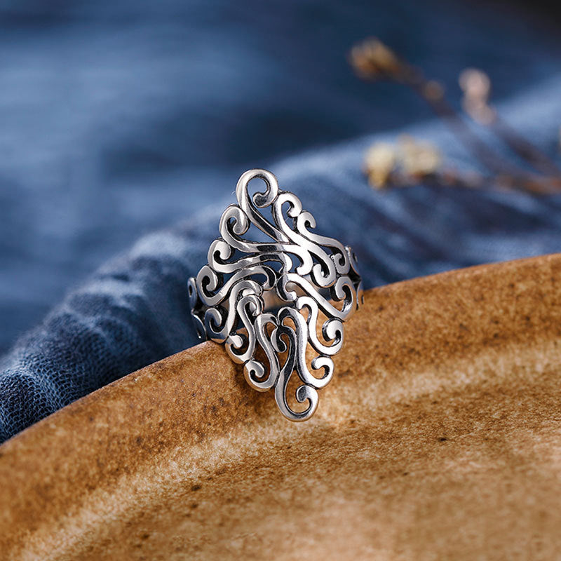Damen Offener Ring mit kunstvollem und filigranem Design Shop Nory