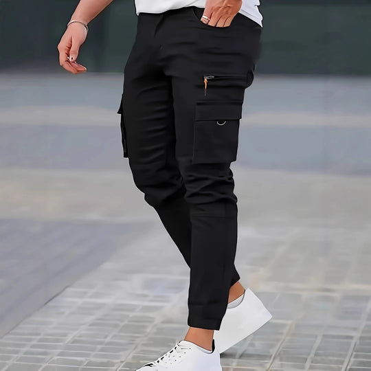 Herren Tapered Cargo-Jogginghose mit Reißverschluss- und Klappentaschen Shop Nory