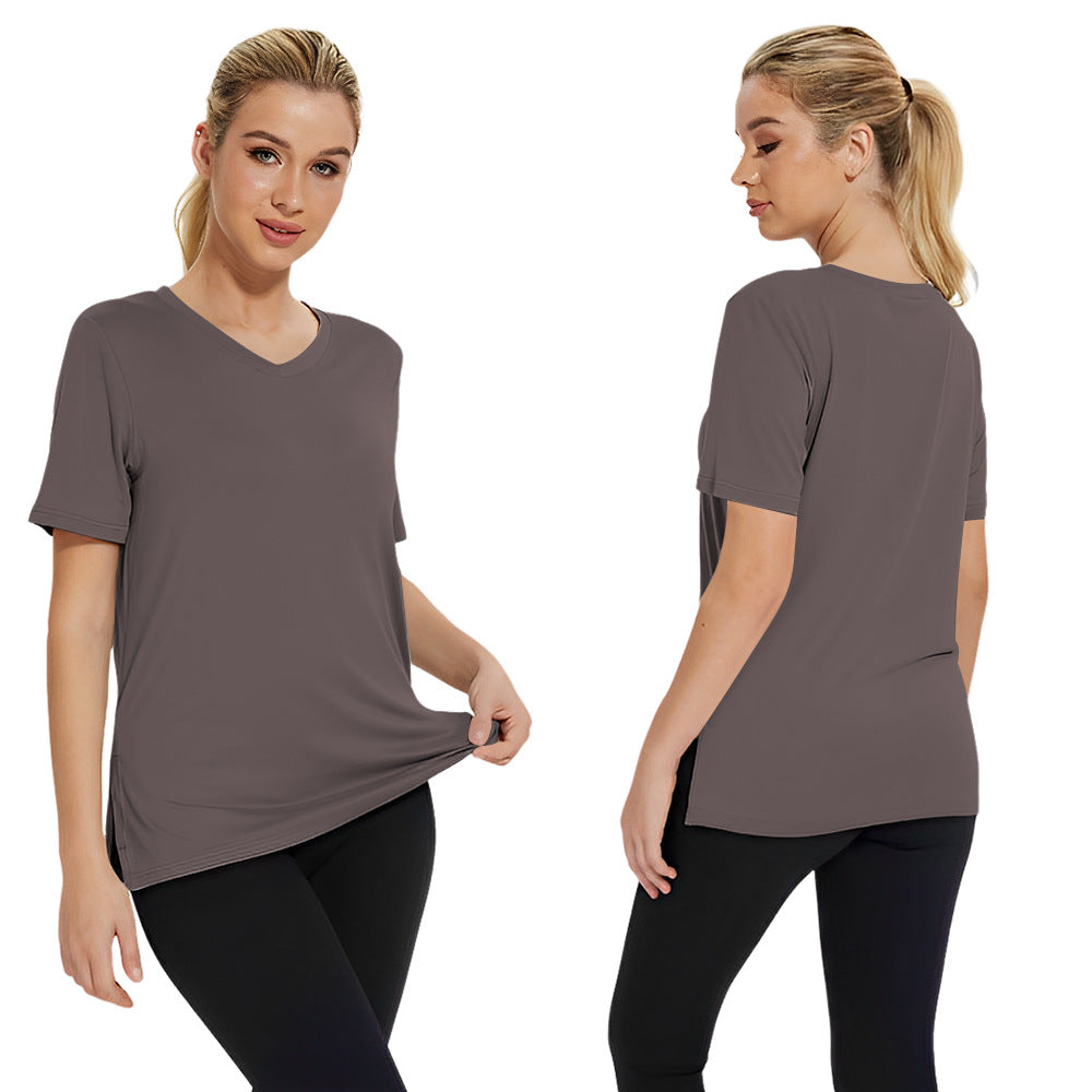Damen Funktionales V-Ausschnitt Sportshirt mit atmungsaktiver Technologie Shopnory