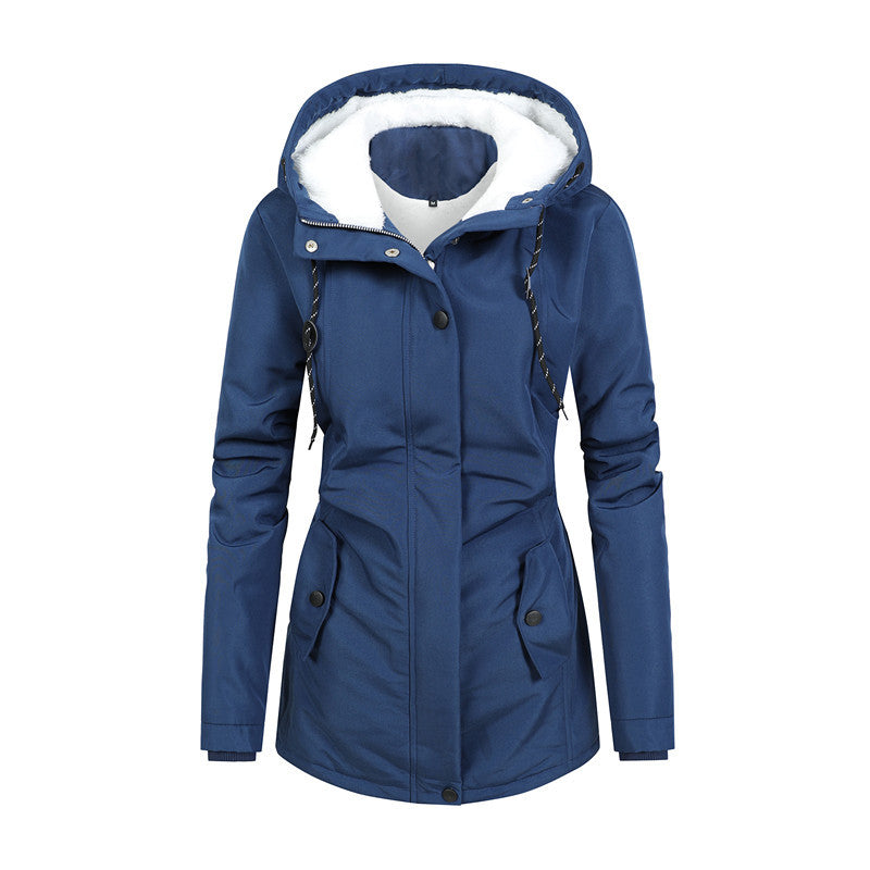 Damen Wasserabweisender Parka mit Teddyfutter, Kapuze und tailliertem Schnitt Shop Nory