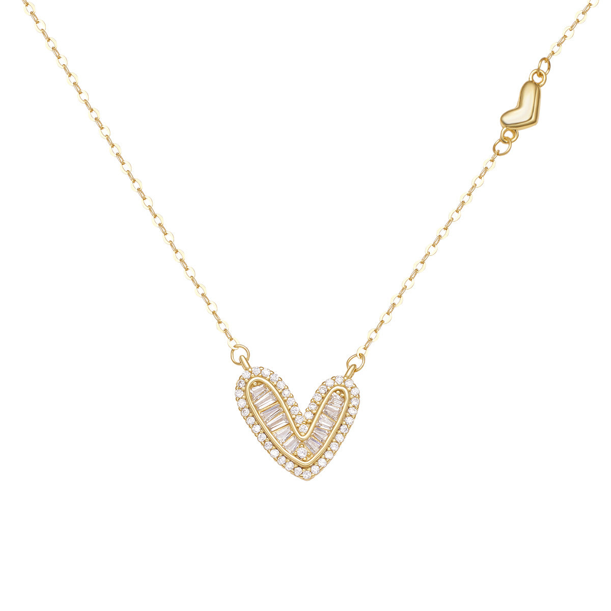 Damen zarte Halskette mit herzförmigem Anhänger und funkelnden Zirkonia Shop Nory