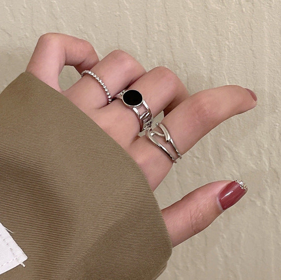 Damen Schmuckring-Set aus elegantem Silber mit künstlerischen Designs Shop Nory