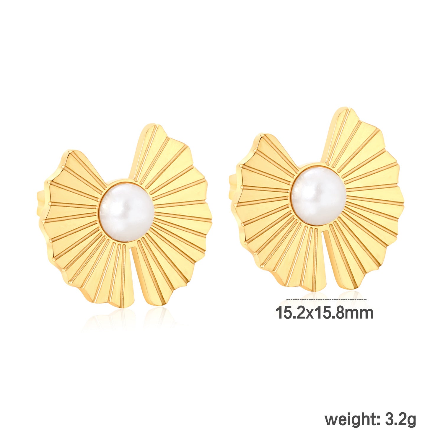 Damen Ohrstecker mit elegantem Sonnenstrahlen-Design und Perlenmittelpunkt Shop Nory
