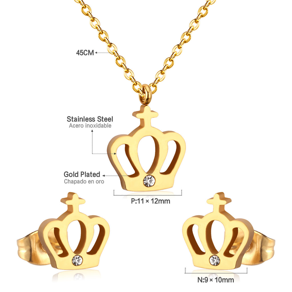 Damen Schmuckset mit Krone-Anhänger und Ohrsteckern Shop Nory
