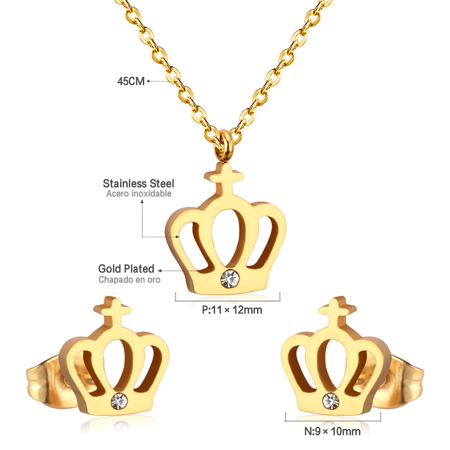 Damen Schmuckset mit Krone-Anhänger und Ohrsteckern Shop Nory