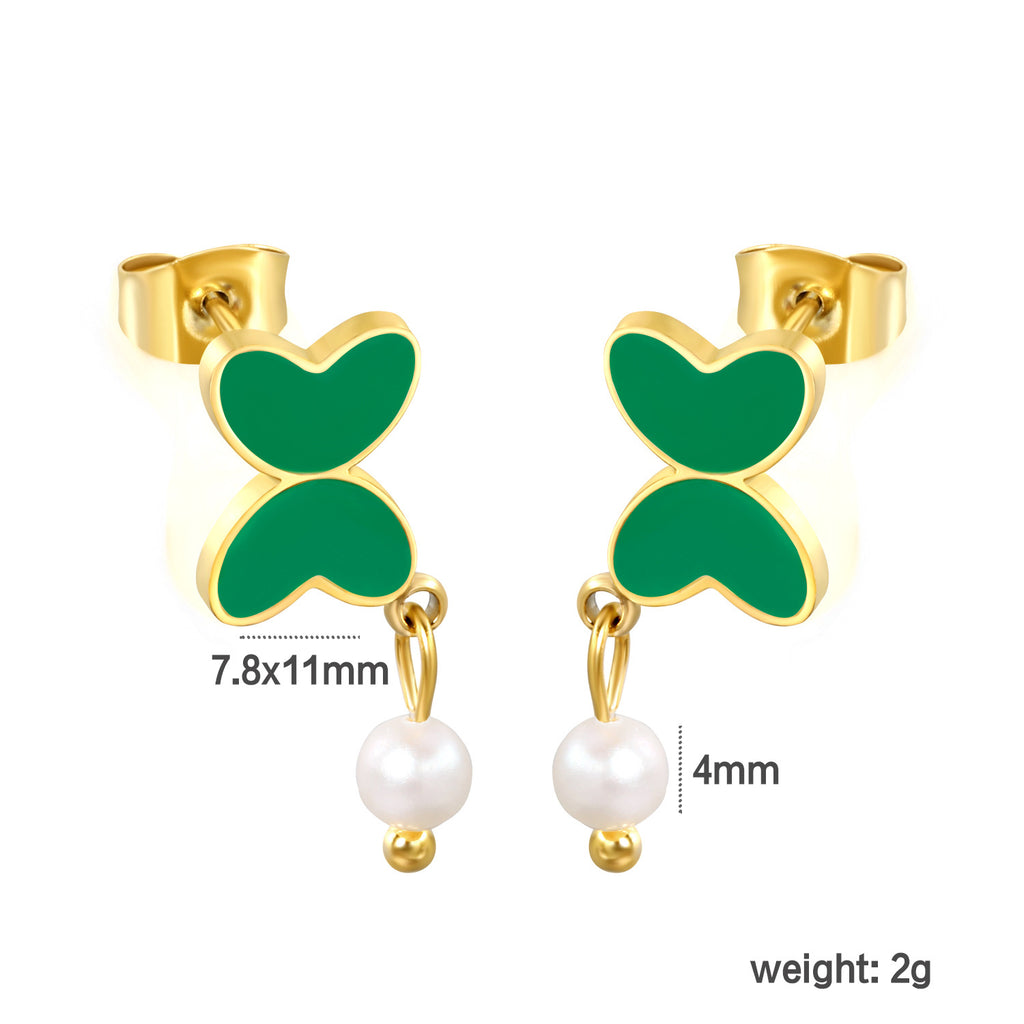 Damen Ohrringe mit modernen Herz-Akzenten und Perlenschmuck Shop Nory