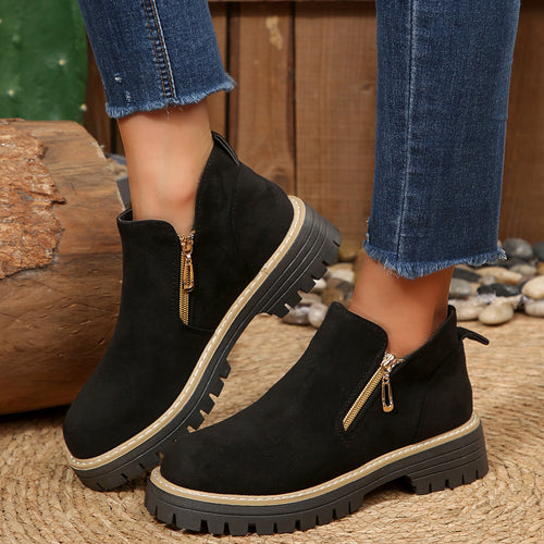 Damen Ankle-Boots mit Profilsohle, seitlichem Reißverschluss und gepolstertem Komfortschaft Shop Nory