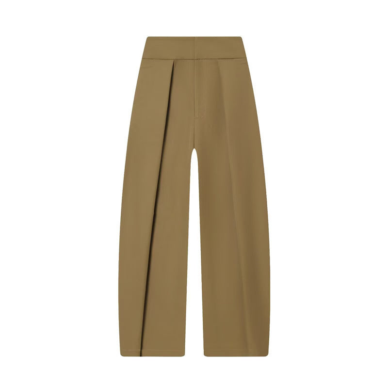Damen Weite Plissée-Jerseyhose mit hoher Taille und Bügelfalte Shop Nory