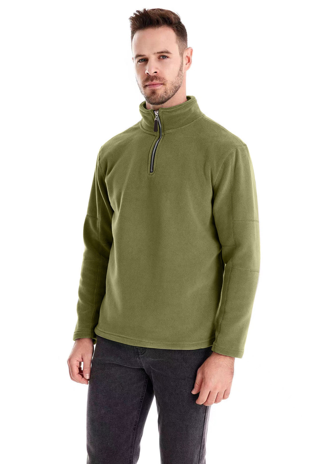Herren Fleecepullover mit halbem Reißverschluss und Stehkragen Shop Nory