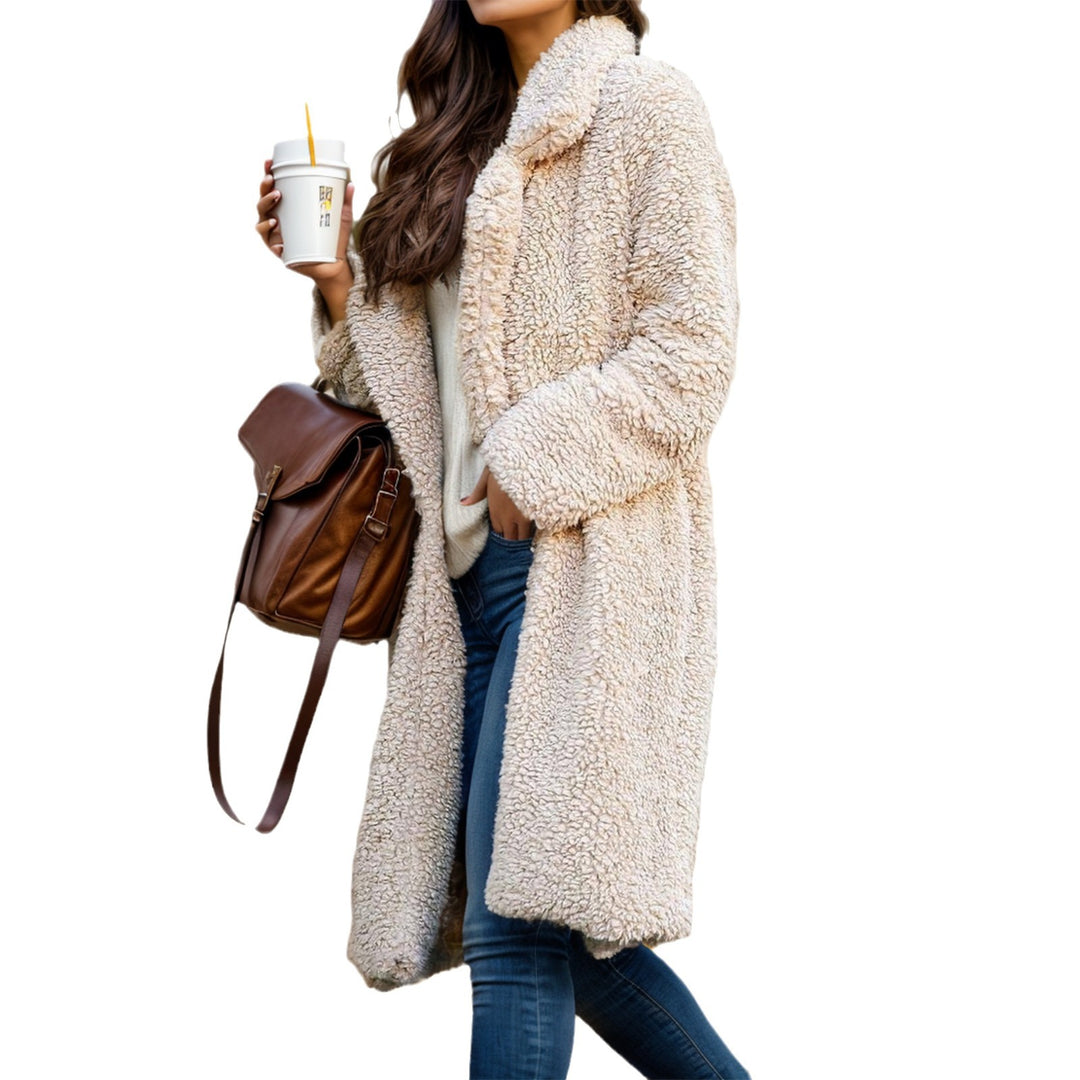 Damen Langer Teddy-Mantel aus Kunstfell mit Oversize-Schnitt und Schalkragen Shop Nory