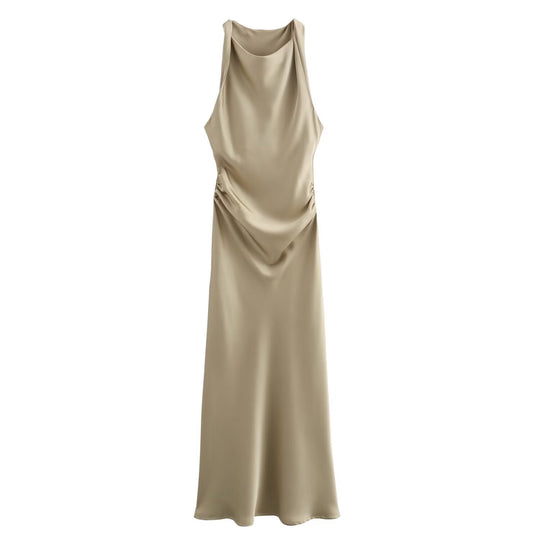 Damen elegantes Sommerkleid mit fließendem Schnitt und charmanten Rüschendetails