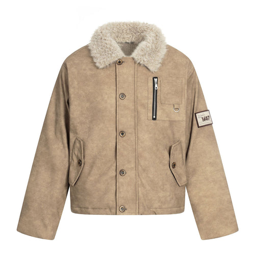 Herren Kurzblouson im Retro‑Military‑Look mit Teddyfellkragen und funktionalen Brusttaschen Shop Nory
