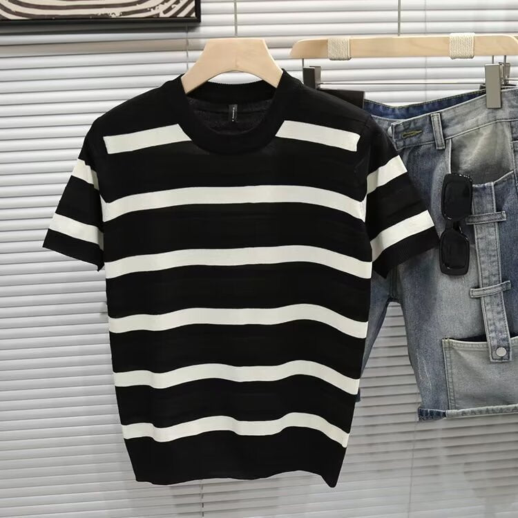 Herren Gestreiftes Kurzarm-Shirt Shop Nory