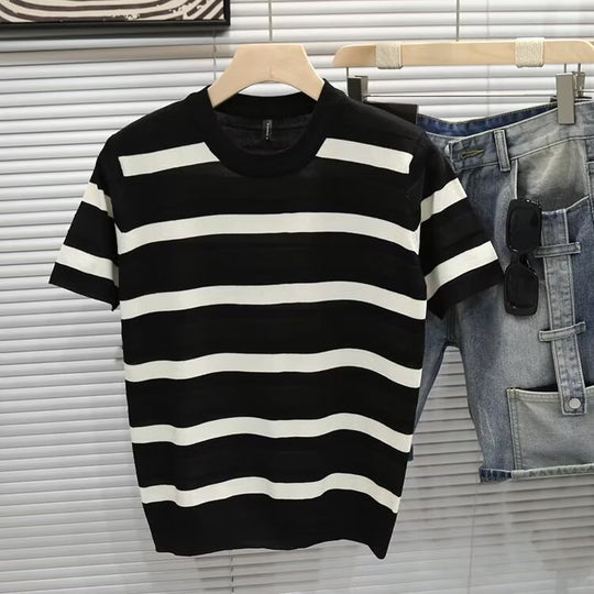 Herren Gestreiftes Kurzarm-Shirt Shop Nory