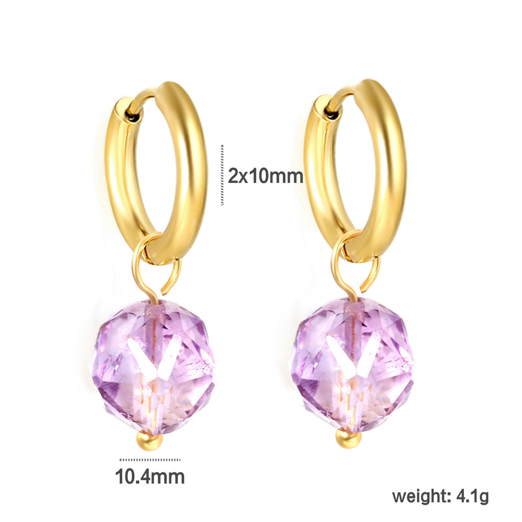Damen Hängende Ohrstecker mit herzförmigem Amethyst-Anhänger und goldplattiertem Design Shop Nory