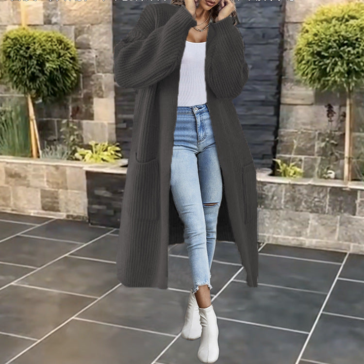 Damen Großer Strickmantel mit tiefen Taschen und lässigem Schnitt