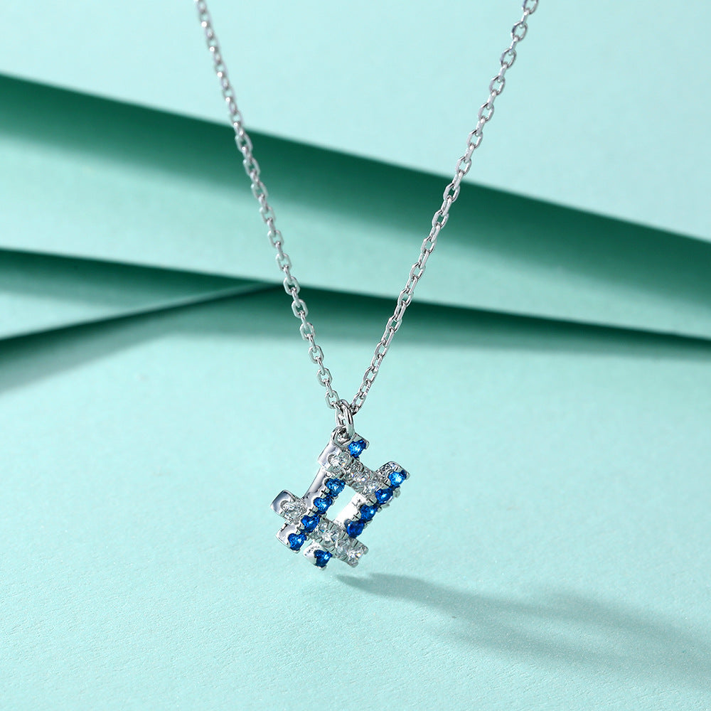 Damen Halskette mit funkelndem blau-weißem Kristallschmuck Shop Nory