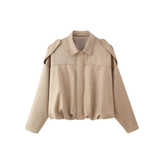 Damen Kurzgeschnittene Oversize Blousonjacke mit Schulterklappen Shop Nory