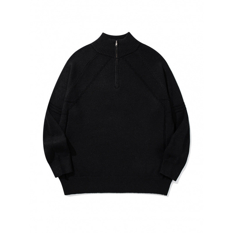 Unisex Strick-Halbzip-Pullover mit hohem Rippkragen und Raglanärmeln Shop Nory