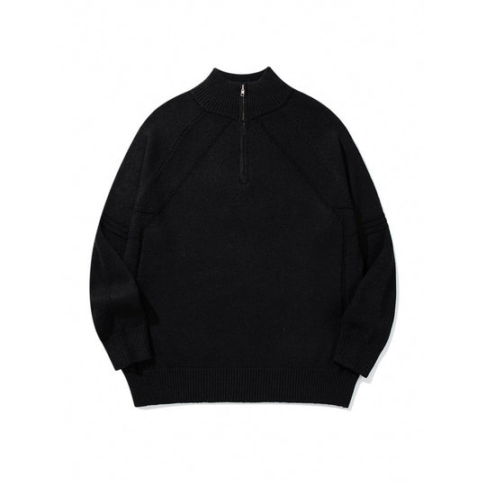 Unisex Strick-Halbzip-Pullover mit hohem Rippkragen und Raglanärmeln Shop Nory