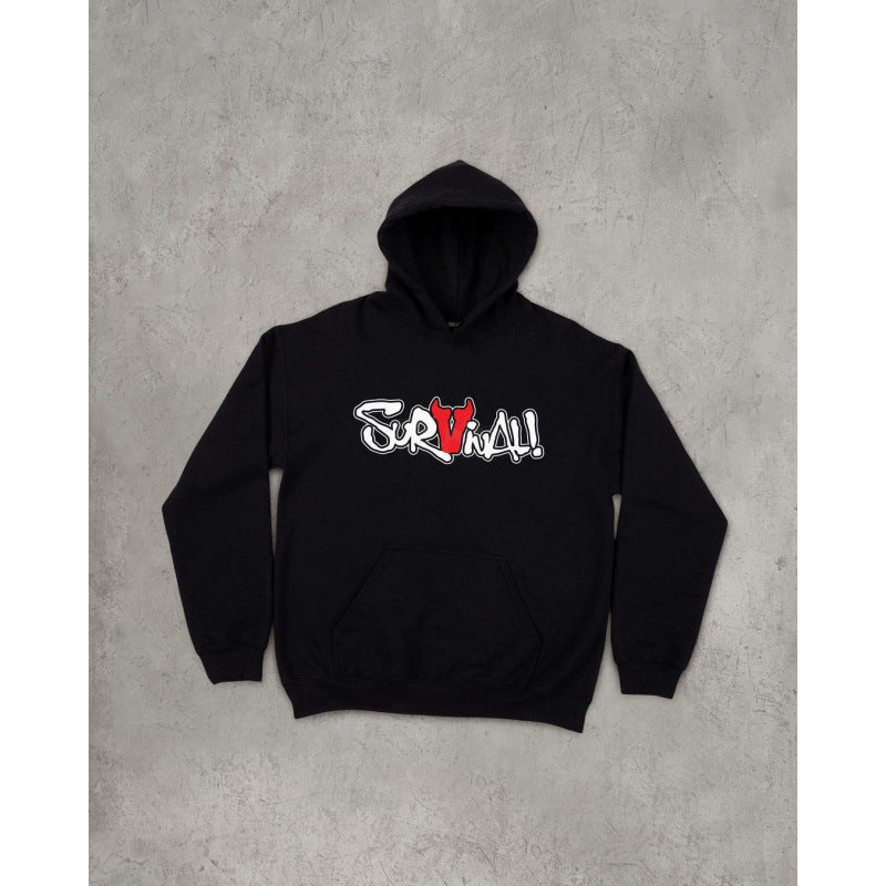 Unisex Kapuzensweatshirt mit Used-Frontdruck und Kängurutasche Shop Nory