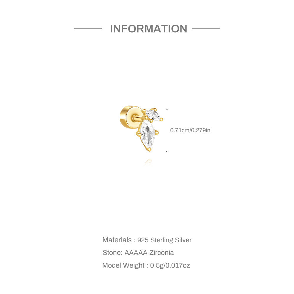 1 Stück Ohrknorpelringe & Steckern Einfacher Stil Klassischer Stil Geometrisch 925 Sterling Silber Opal Zircon Ohrknorpelringe & Steckern | Shop Nory