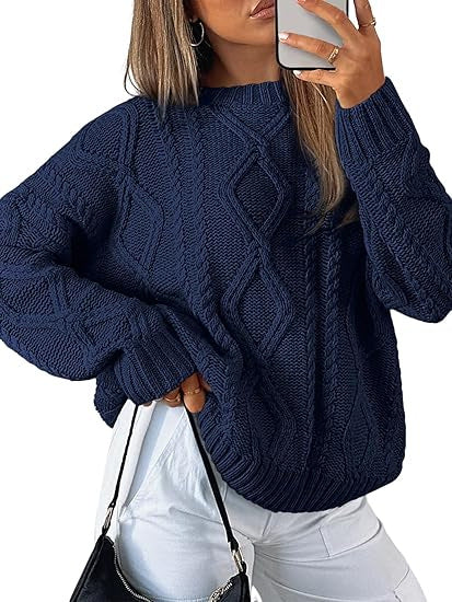 Damen Oversize-Zopfmuster-Pullover aus grobem Strick Shop Nory