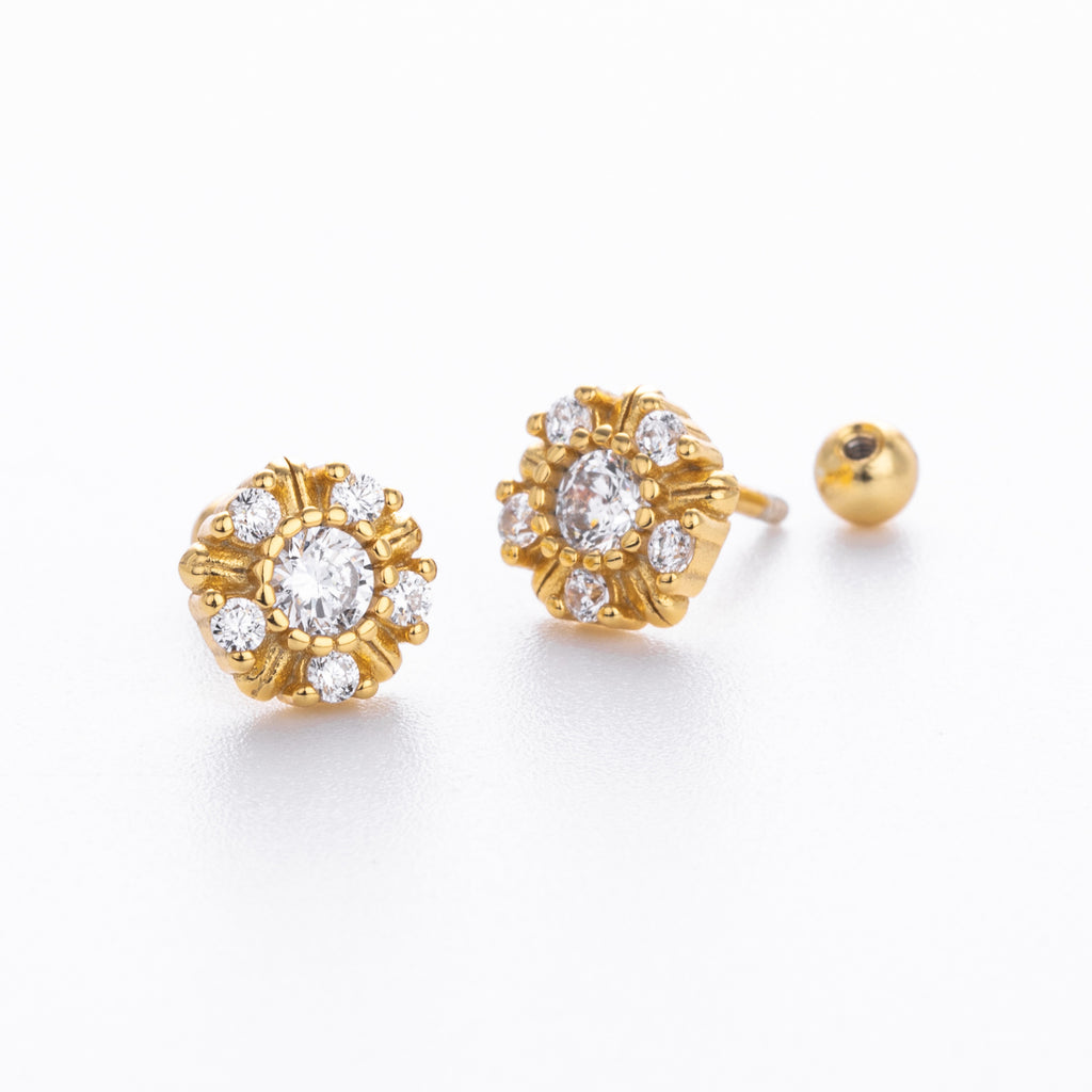 Damen Ohrstecker mit luxuriösem Zirkonmotiv und hochwertiger 925 Sterling Silberfassung Shop Nory