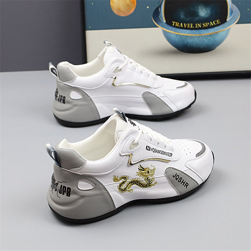 Herren Sneakers im sportlichen Design mit goldenen Akzenten und Drachenstickerei