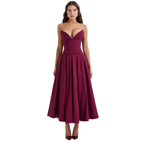 Damen A-Linien Abendkleid mit Korsett-Oberteil und schwingendem Rock