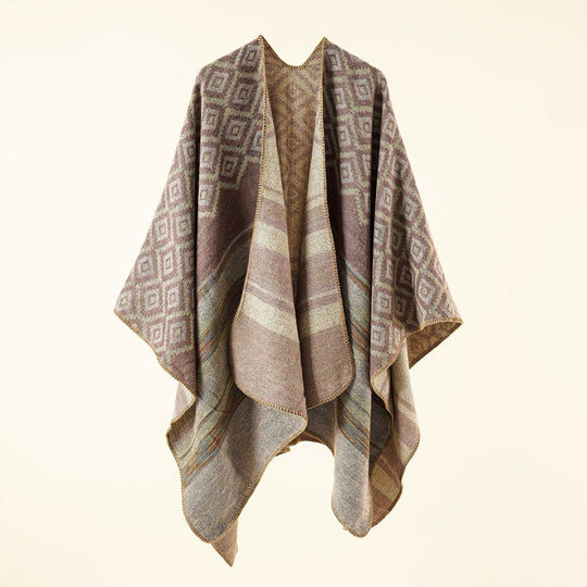 Damen Jacquard-Überwurf mit geometrischem Quadratmuster und offener Front Shop Nory