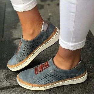 Damen Komfort-Slip-On-Sneaker aus Veloursleder mit elastischem Mehrstreifen-Dehnband und geflochtenem Espadrille-Detail Shop Nory