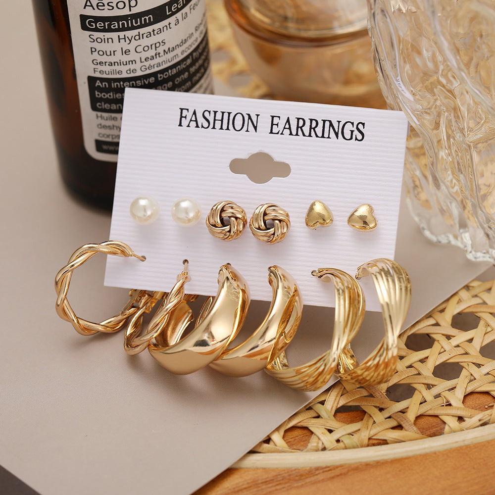 Damen Ohrringe-Set mit elegantem Knoten- und Perlendesign Shop Nory