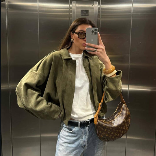Damen Suede Bikerjacke