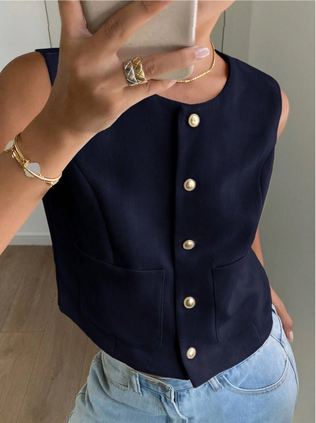 Damen modischer ärmelloser Blazer Shopnory