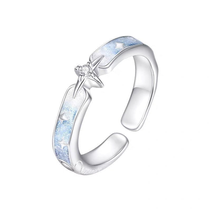 Damen Offener Ring mit funkelnden Sternen und zartem Design Shop Nory