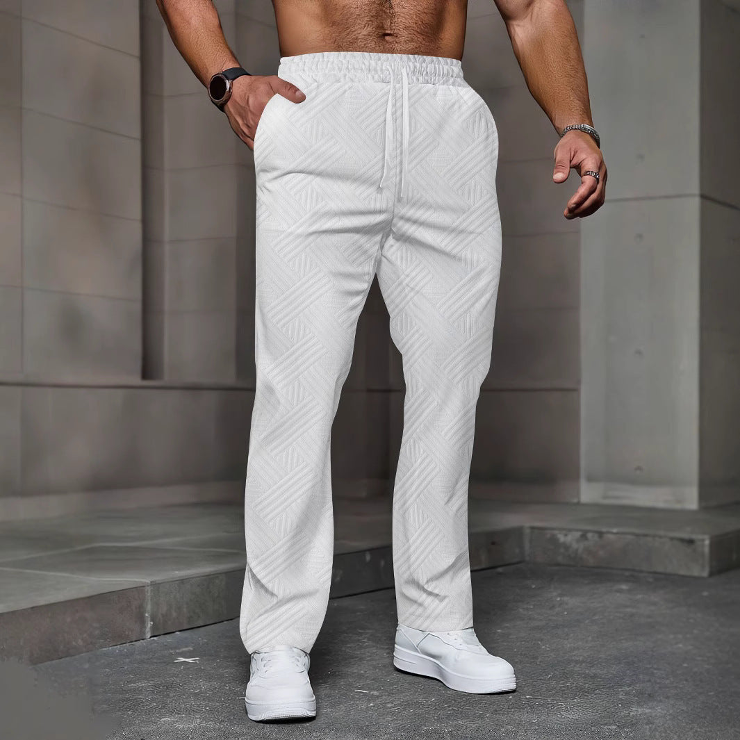 Herren nan strukturierte Relax-Jogginghose mit geometrischem Jacquard, elastischem Tunnelzug und geradem Bein Shop Nory