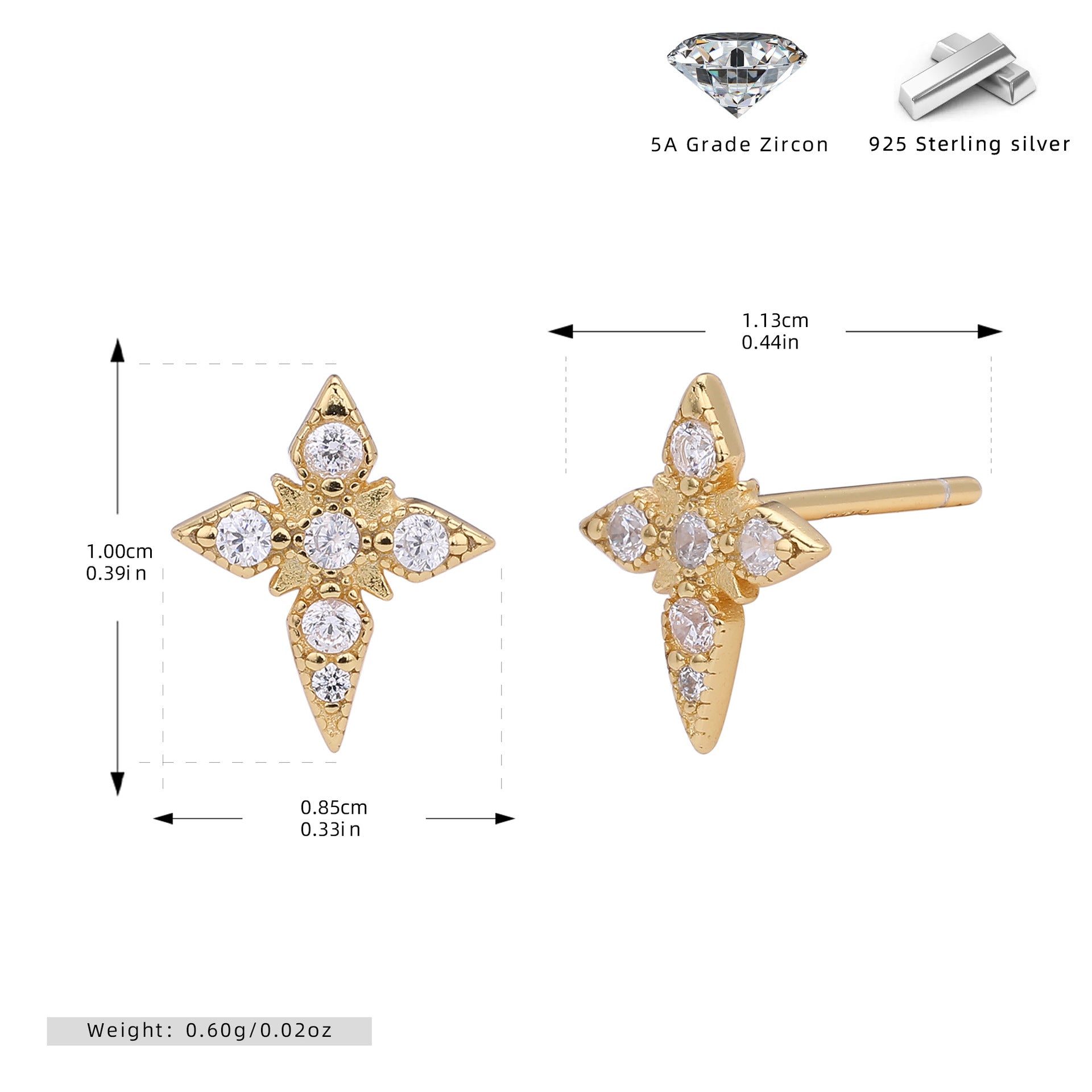 Damen Ohrstecker im stilvollen Kreuzdesign mit luxuriösem Zirkonbesatz Shop Nory
