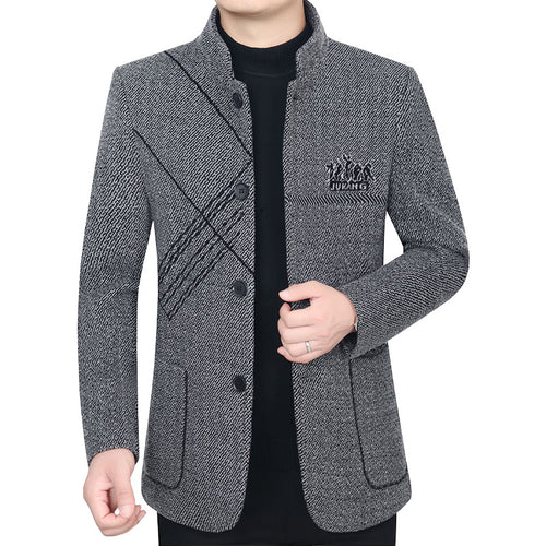 Herren Stehkragen-Mantel aus strukturierter Wollmischung mit schmaler Silhouette Shop Nory