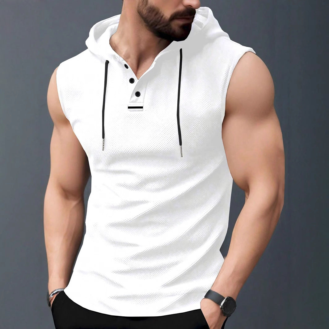 Herren ärmelloses Hoodie-Shirt mit strukturierter Oberfläche
