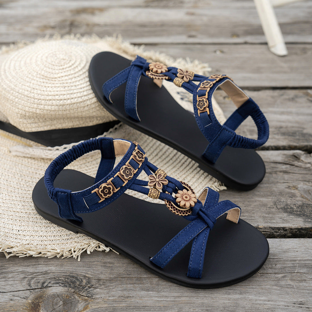 Damen Riemchen-Sandalen mit floralem Dekor und komfortablem Fußbett
