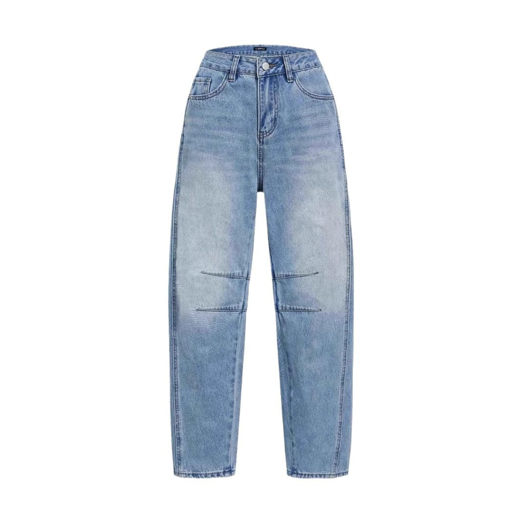 Damen Hoch Taillierte Baggy Jeans