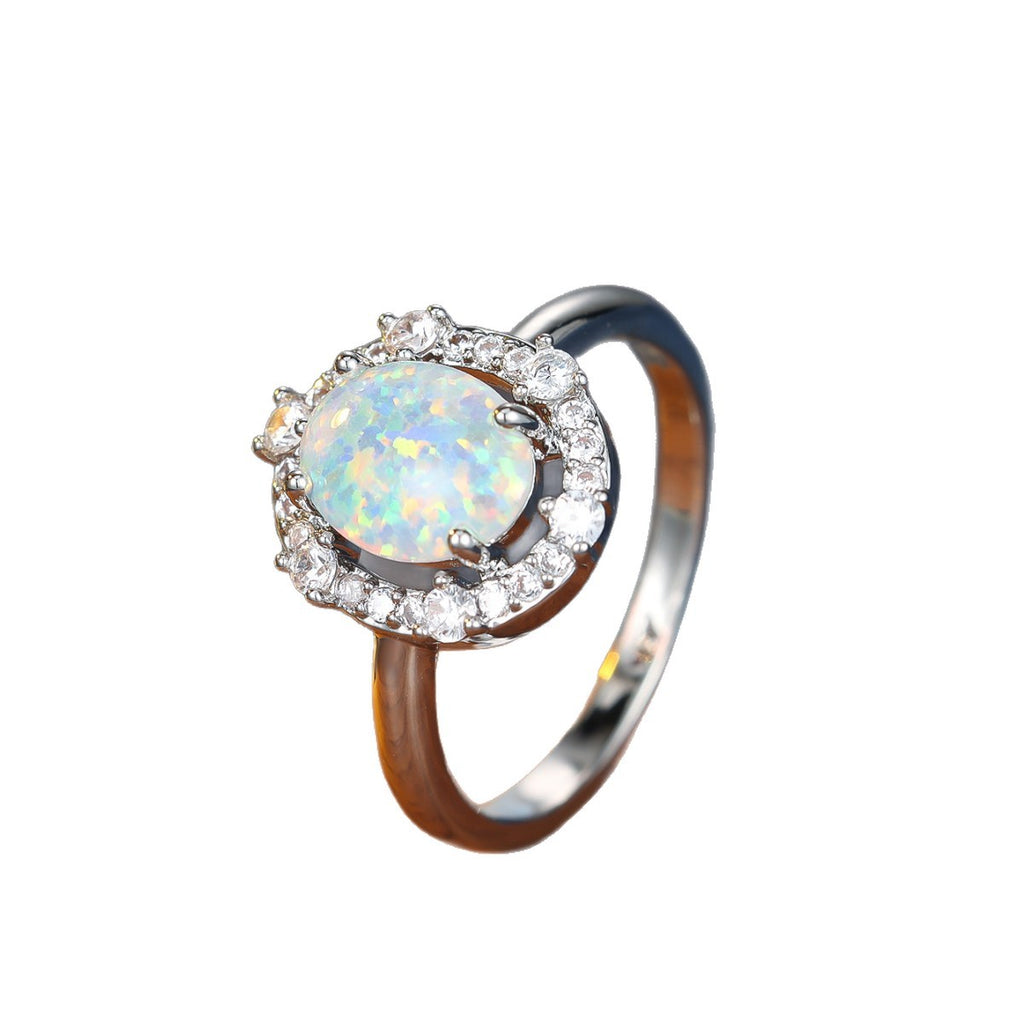 Damen Ring mit funkelndem Opal und eleganter Zirkonia-Verzierung Shop Nory