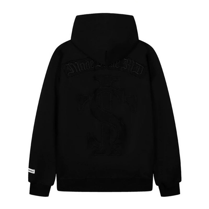Unisex Oversize-Kapuzenpullover mit Gothic-Ärmelprint und Kängurutasche Shop Nory