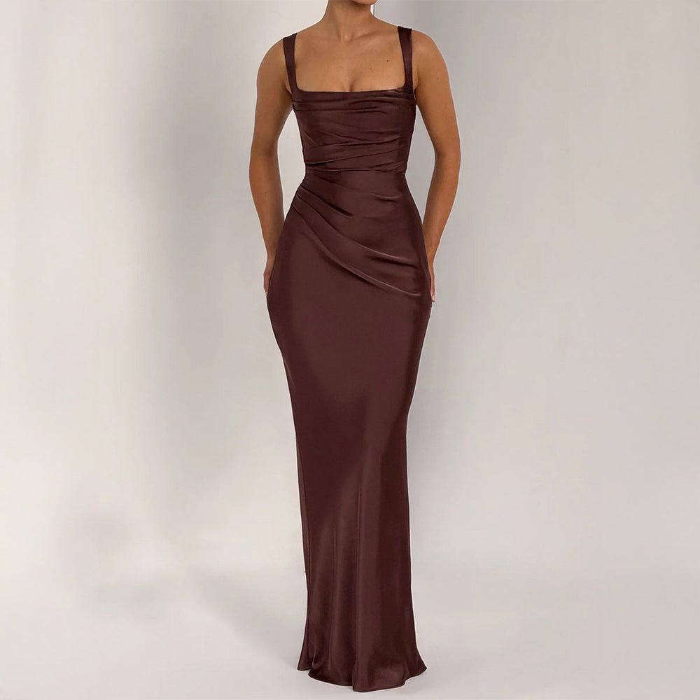 Damen Maxikleid mit elegantem Quadrat-Ausschnitt und figurformendem Design