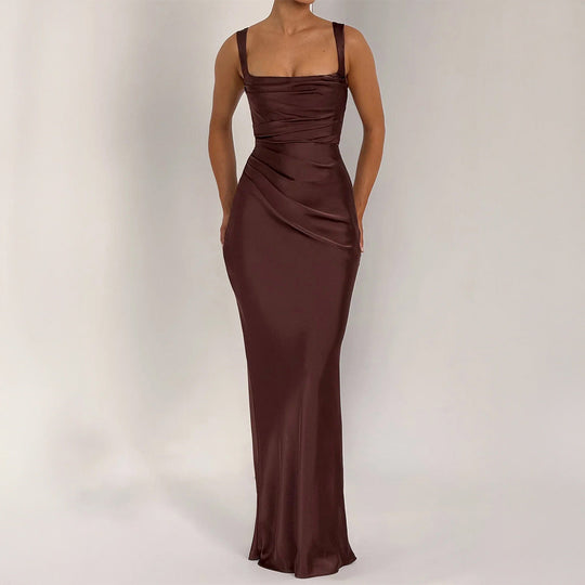Damen Maxikleid mit elegantem Quadrat-Ausschnitt und figurformendem Design