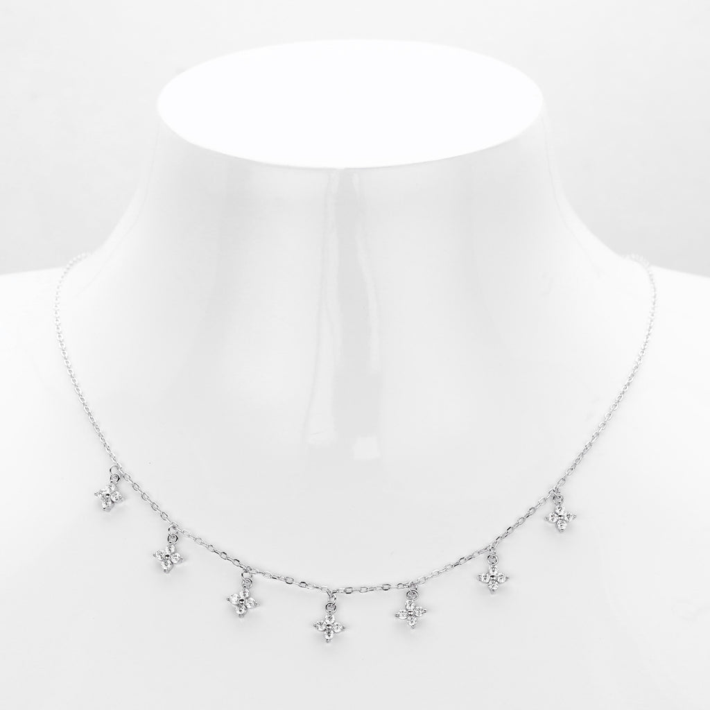 Damen Halskette mit funkelnden Zirkon-Stars aus 925 Sterling Silber Shop Nory