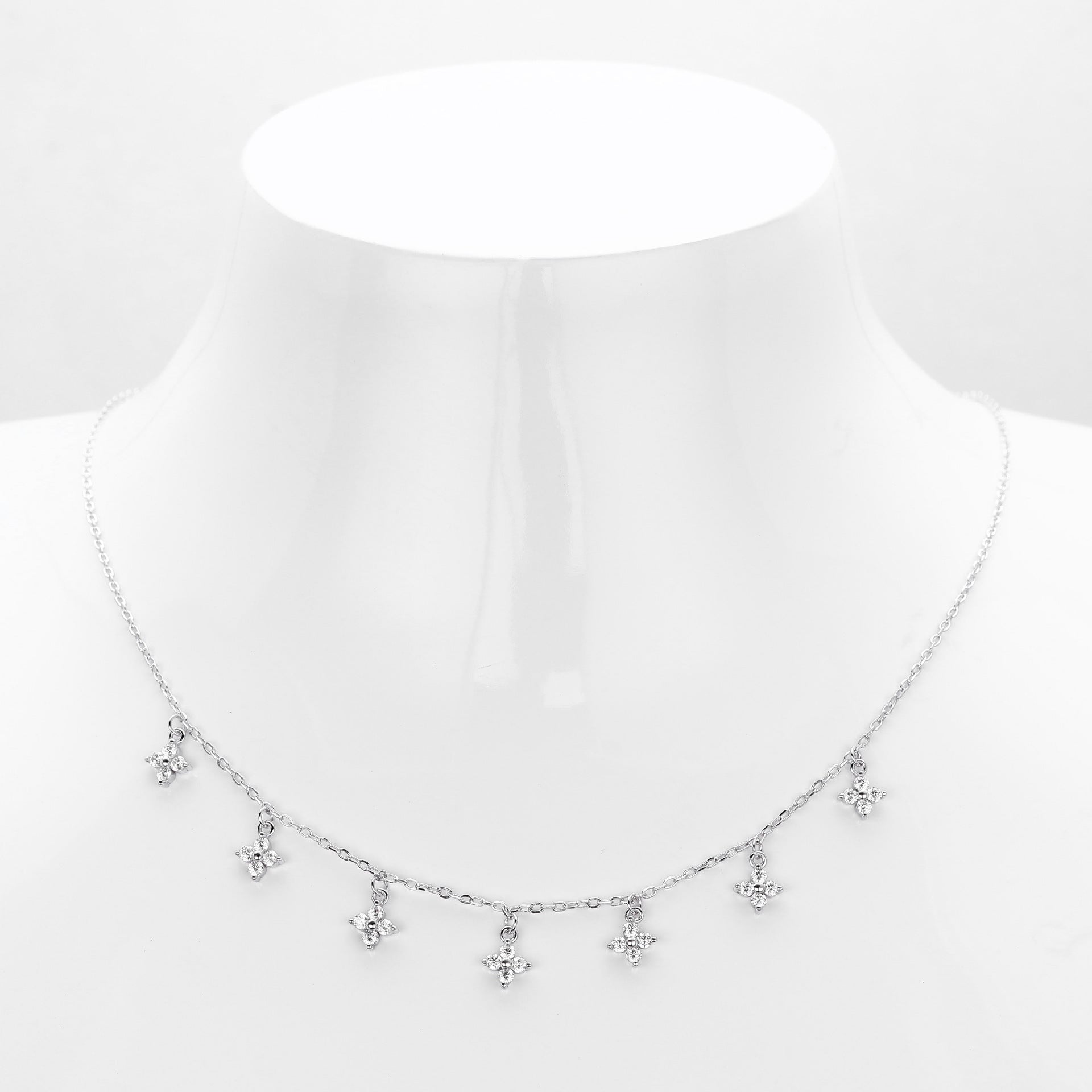 Damen Halskette mit funkelnden Zirkon-Stars aus 925 Sterling Silber Shop Nory