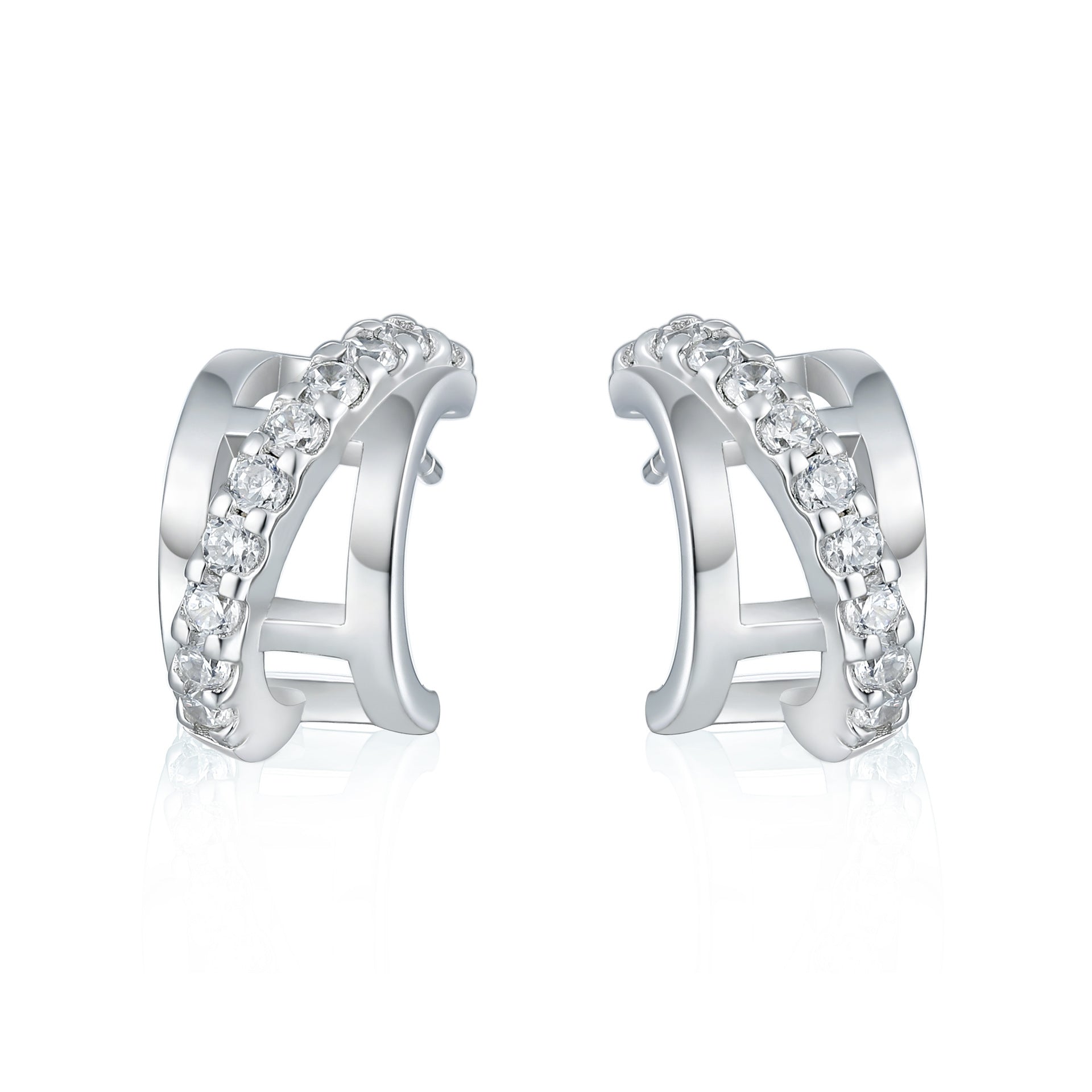Damenring mit elegantem, geometrischem Design und funkelndem Zirkonia-Besatz Shop Nory